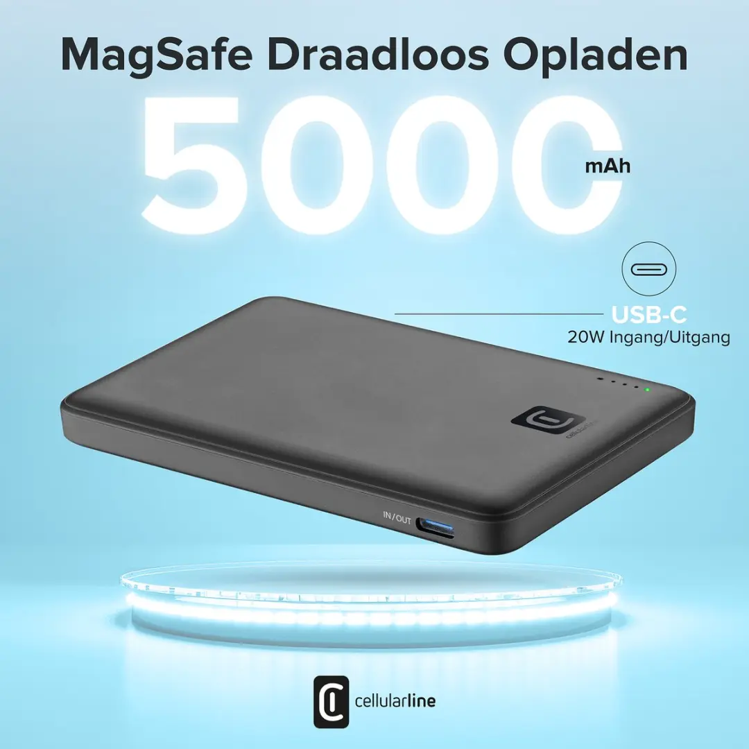 Cellularline MAG 5000 Powerbank PBNEWMAG5000K - Zwart - afbeelding 4 van 6