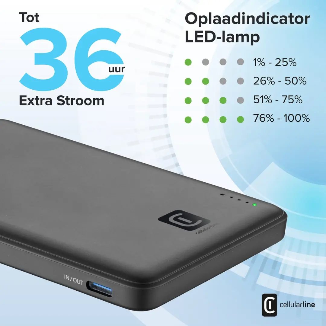 Cellularline MAG 5000 Powerbank PBNEWMAG5000K - Zwart - afbeelding 2 van 6