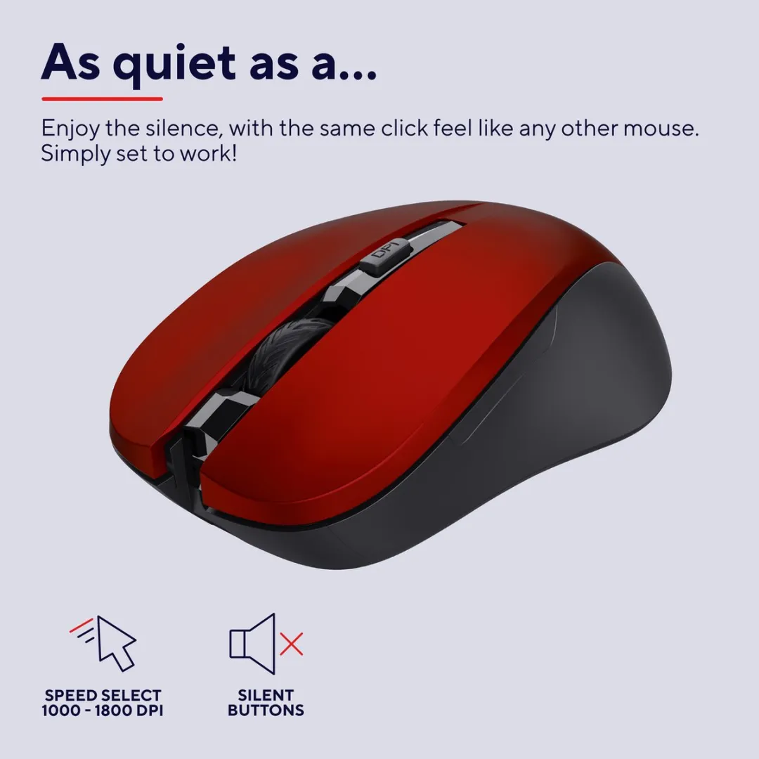 Trust Mydo Silent Click Wireless Muis - Rood