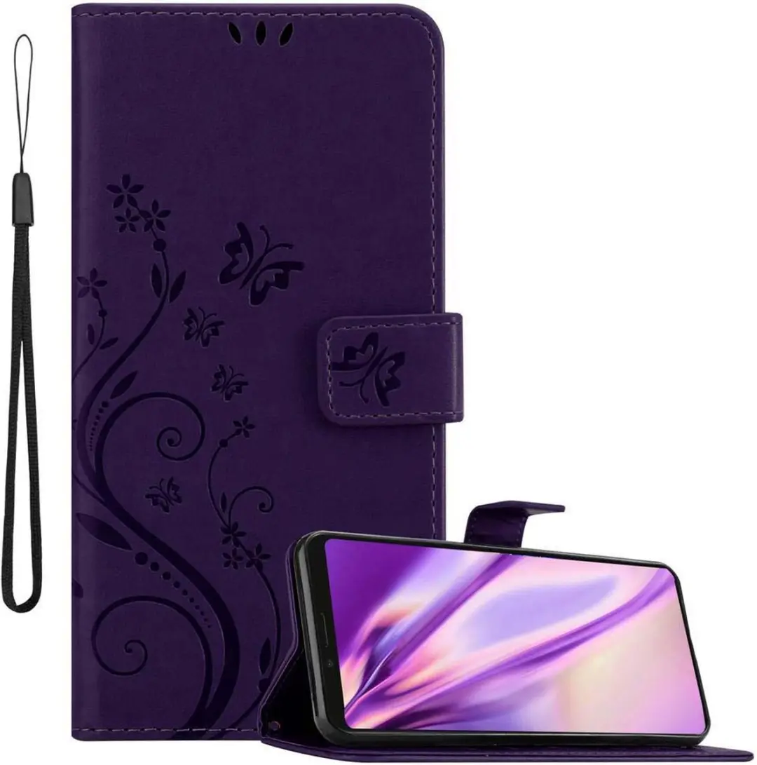 Cadorabo Hoesje geschikt voor Sony Xperia 1 / Xperia XZ4 in BLOEMEN DONKER PAARS