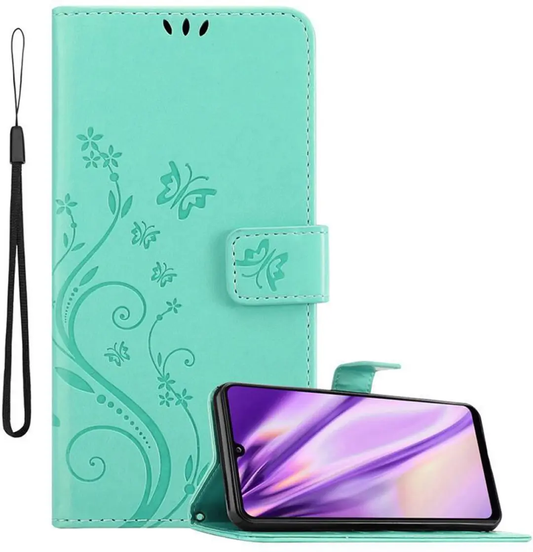 Cadorabo Hoesje geschikt voor Samsung Galaxy A31 in BLOEMEN TURKOOIS