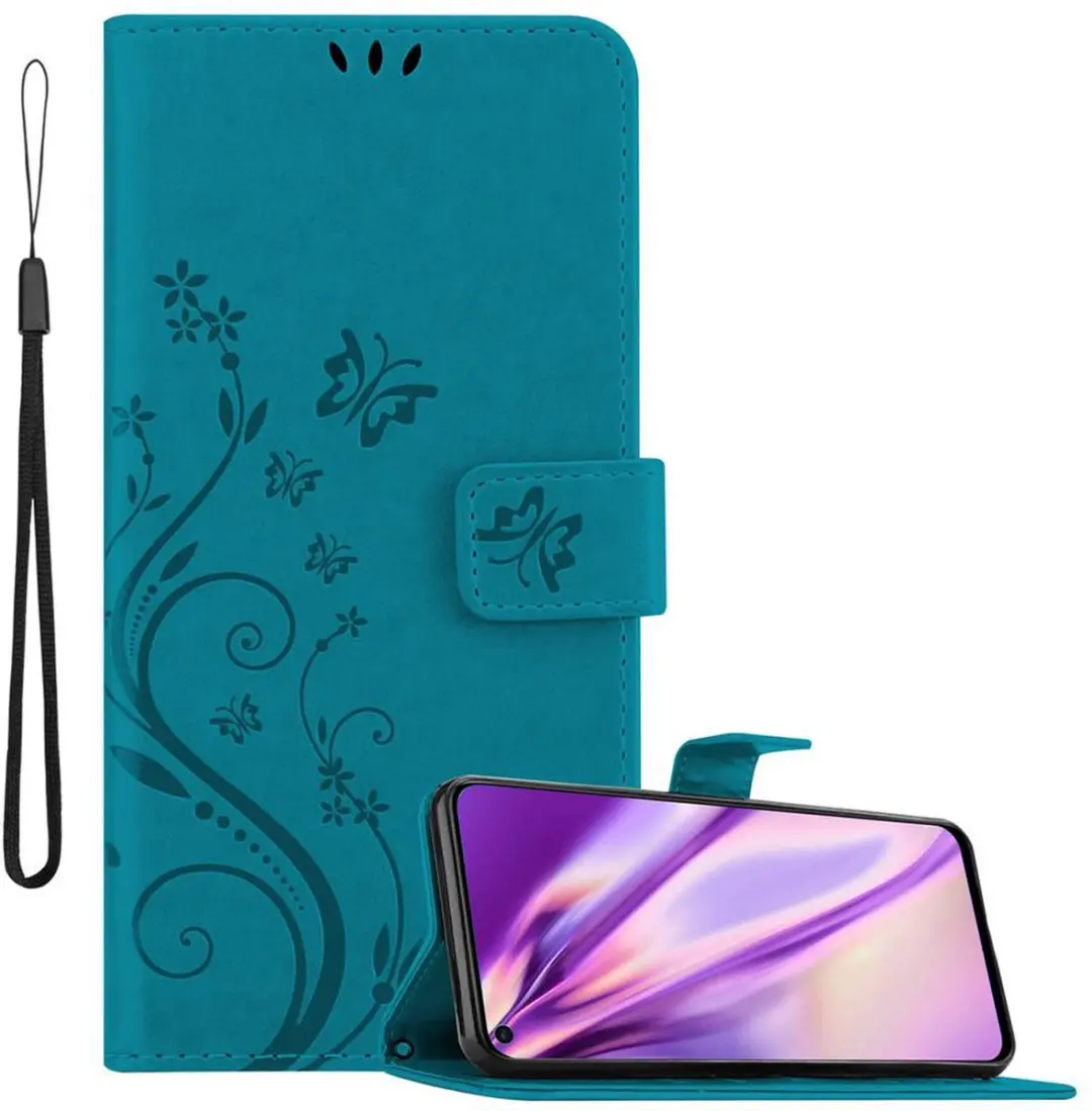 Cadorabo Hoesje geschikt voor Huawei NOVA 4 in BLOEMEN BLAUW
