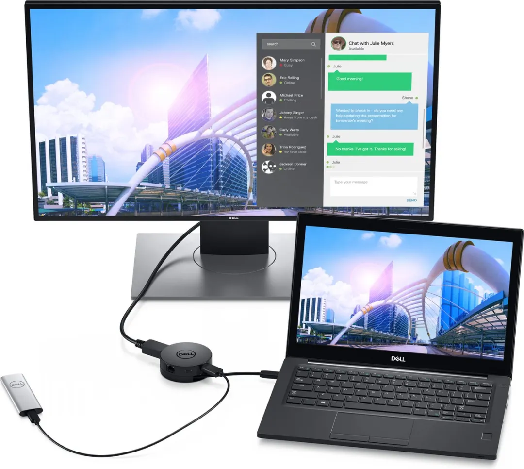 Dell DA300 USB 3.2 Gen 2 Type-C Adapter - Zwart