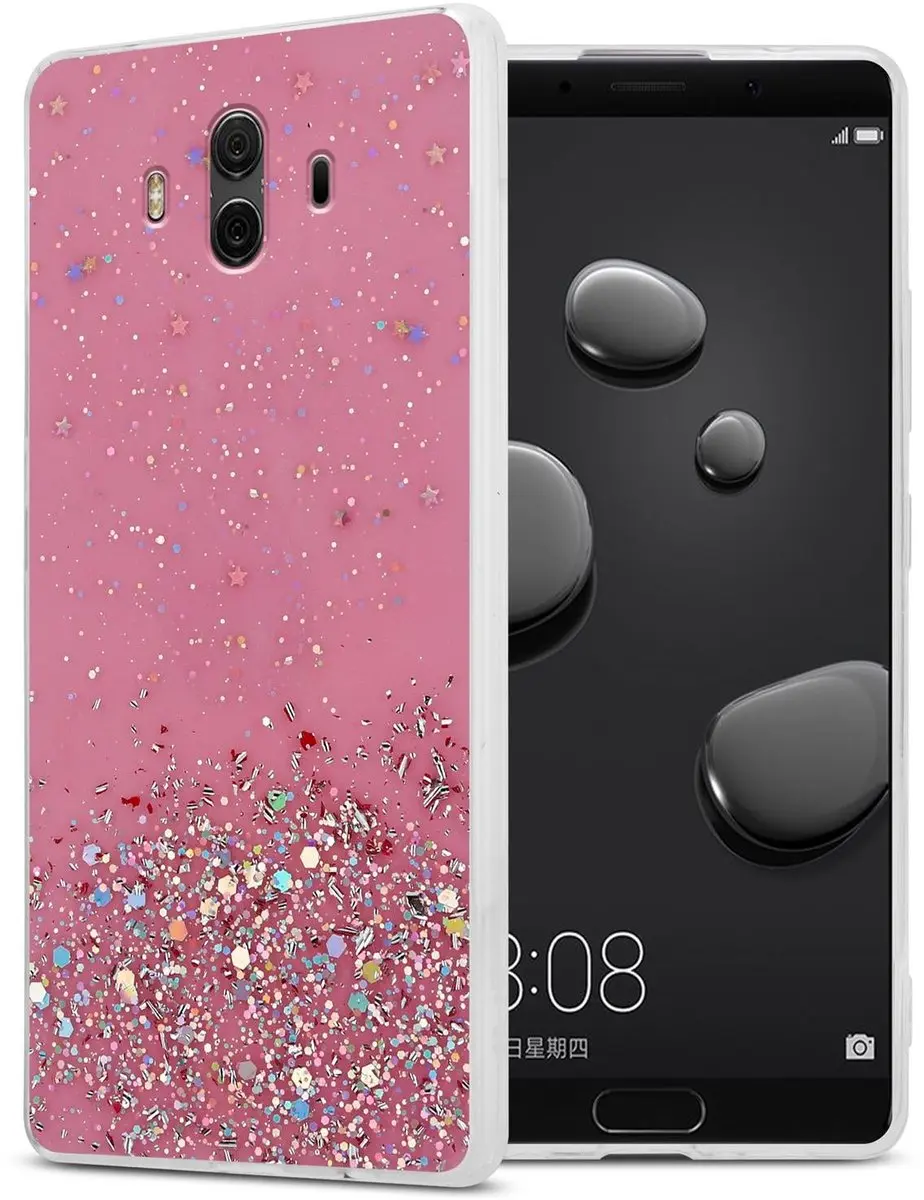 Cadorabo Hoesje geschikt voor Huawei MATE 10 / NOVA 2i in Roze met Glitter - Beschermhoes van flexibel TPU silicone met fonkelende glitters Case Cover Etui