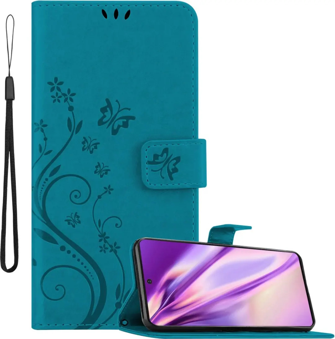 Cadorabo Hoesje geschikt voor Samsung Galaxy NOTE 20 in BLOEMEN BLAUW