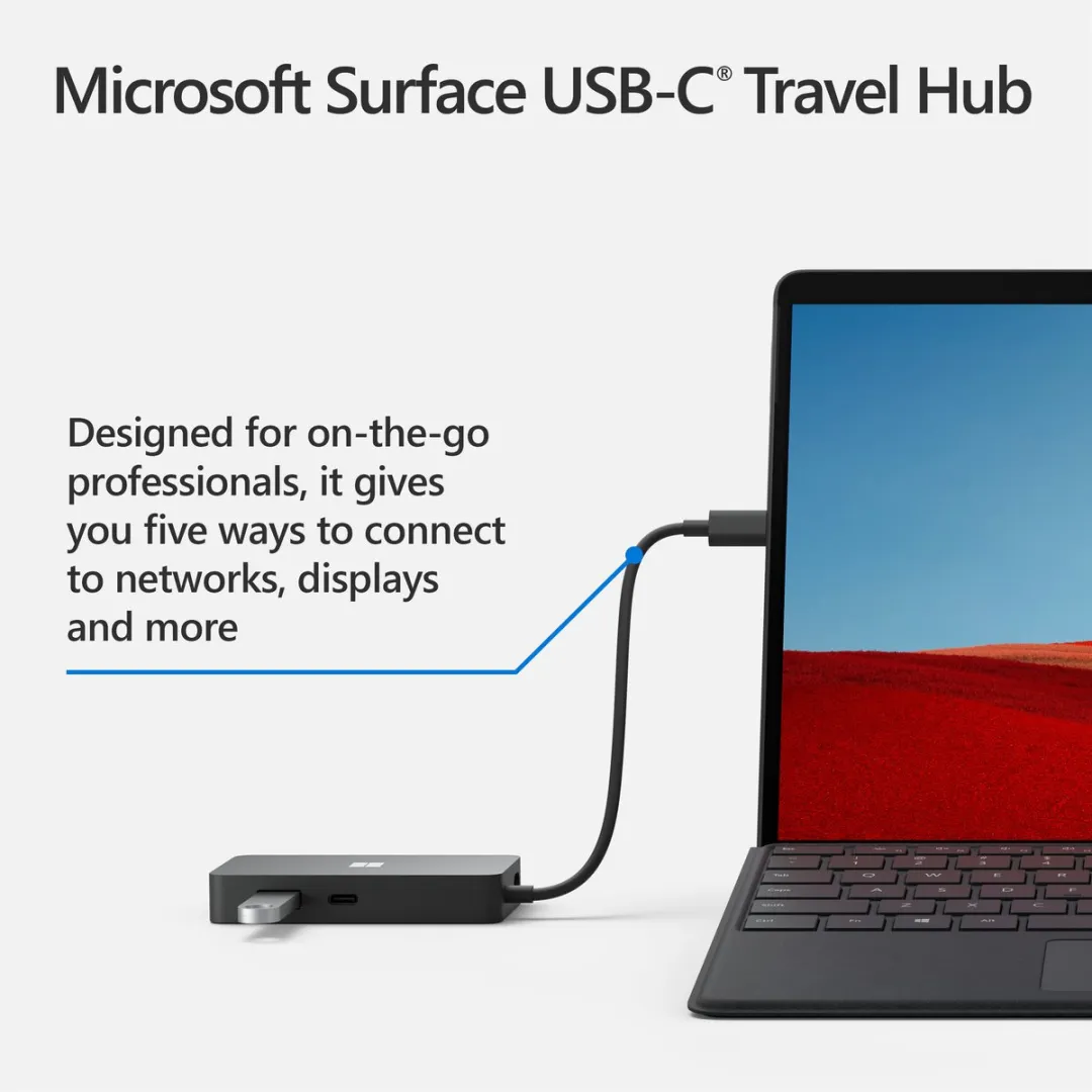 Microsoft Surface USB-C Travel Hub 161-00002 - Dockingstation HDMI/VGA/Ethernet - Zwart