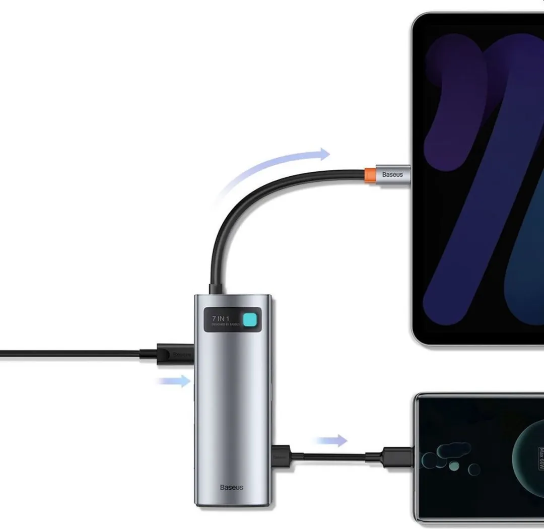 Baseus WKWG020113 7-in-1 USB-C Hub - Grijs - afbeelding 6 van 6