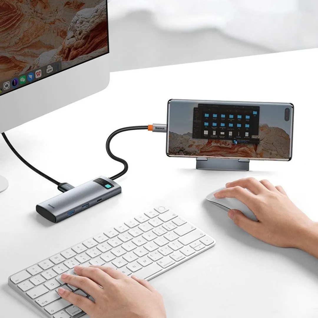Baseus WKWG020113 7-in-1 USB-C Hub - Grijs
