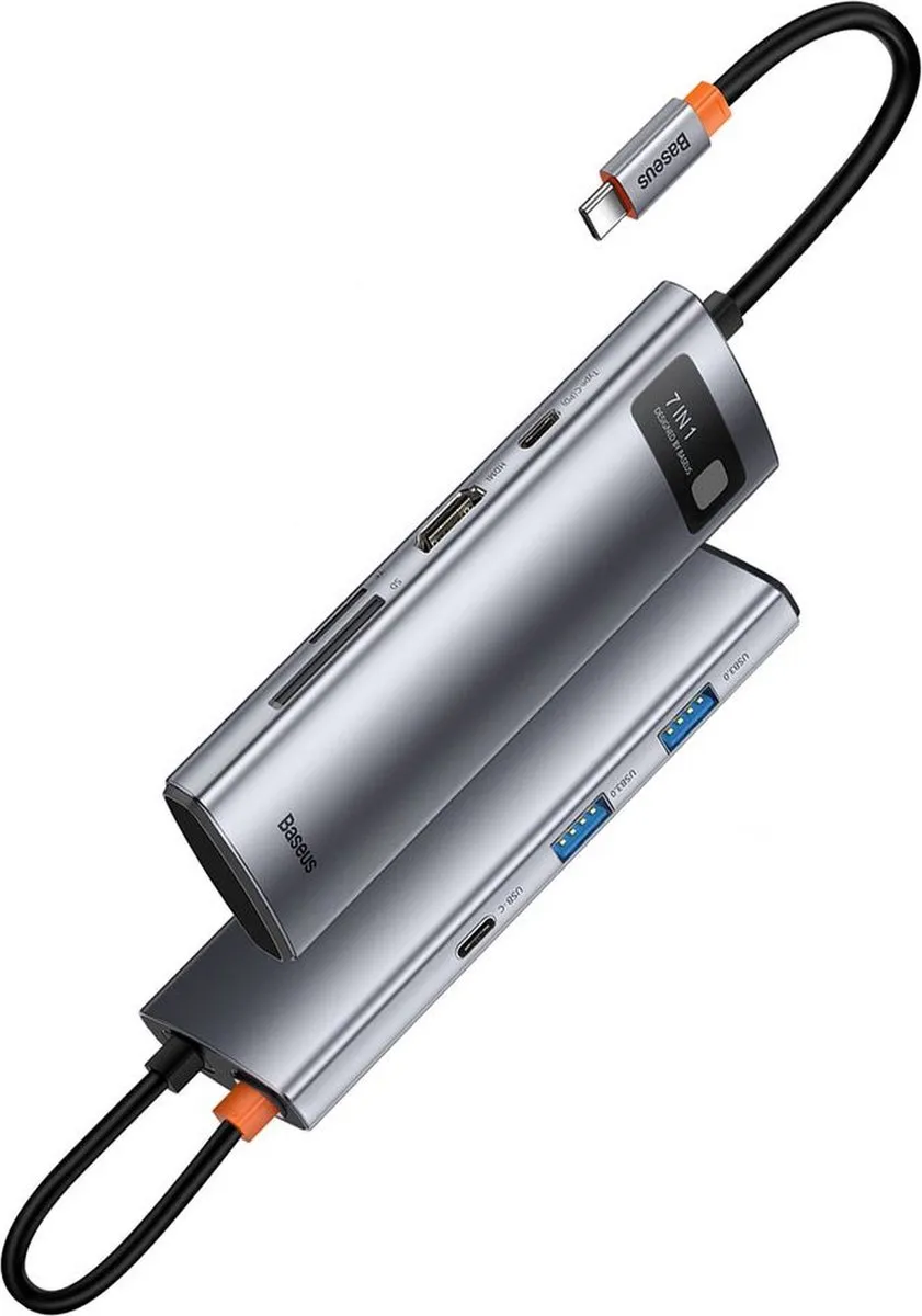 Baseus WKWG020113 7-in-1 USB-C Hub - Grijs