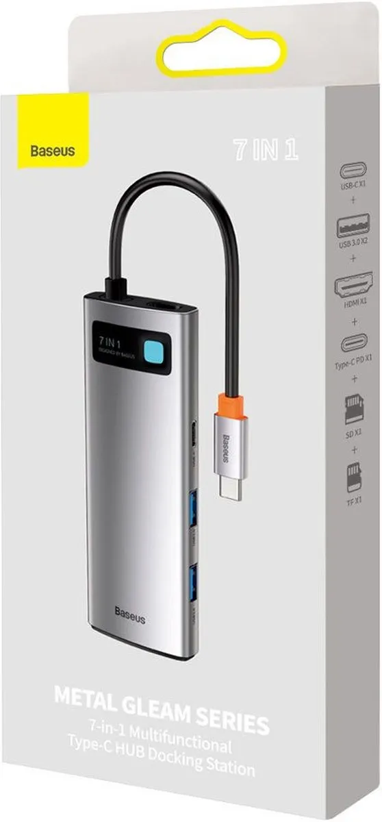 Baseus WKWG020113 7-in-1 USB-C Hub - Grijs