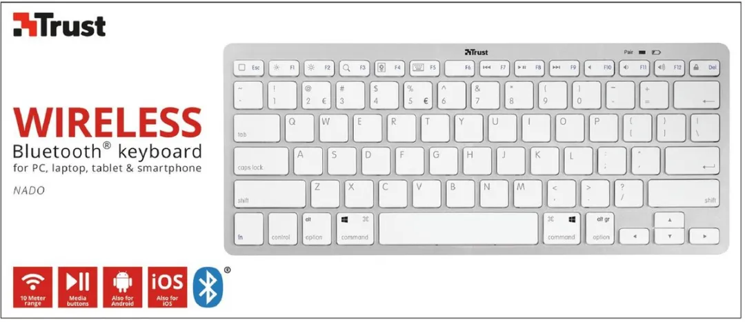 Trust Nado 22242 Draadloos Bluetooth Toetsenbord - Zilver