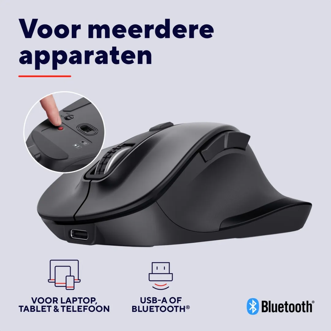 Trust Fyda 25708 Draadloze Muis - Zwart
