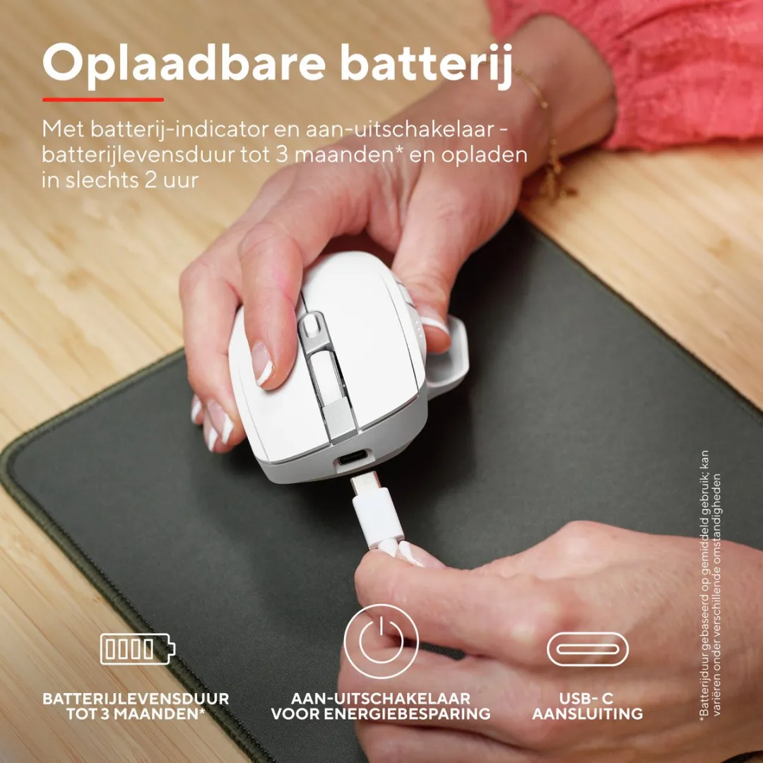 Trust Ozaa+ 24935 Ergonomische Draadloze Muis - Wit