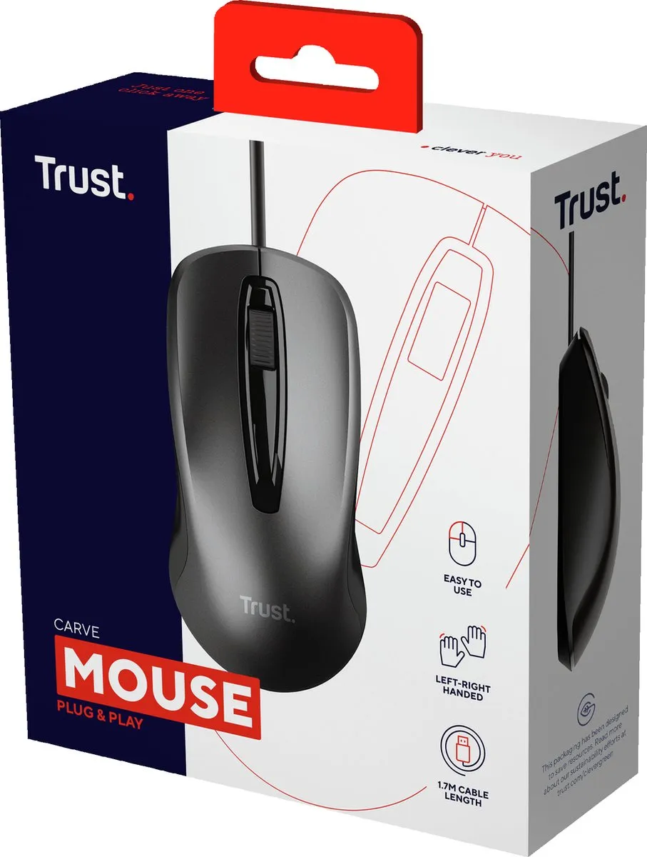 Trust Carve 23733 Bedrade Muis - 3 Knoppen - Zwart - afbeelding 6 van 6