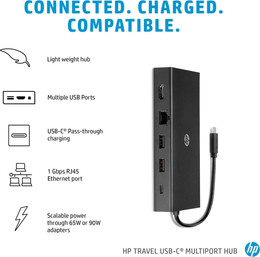 HP USB-C Reishub 1C1Y5AA#ABB - 4 Poorten - Zwart - afbeelding 6 van 6