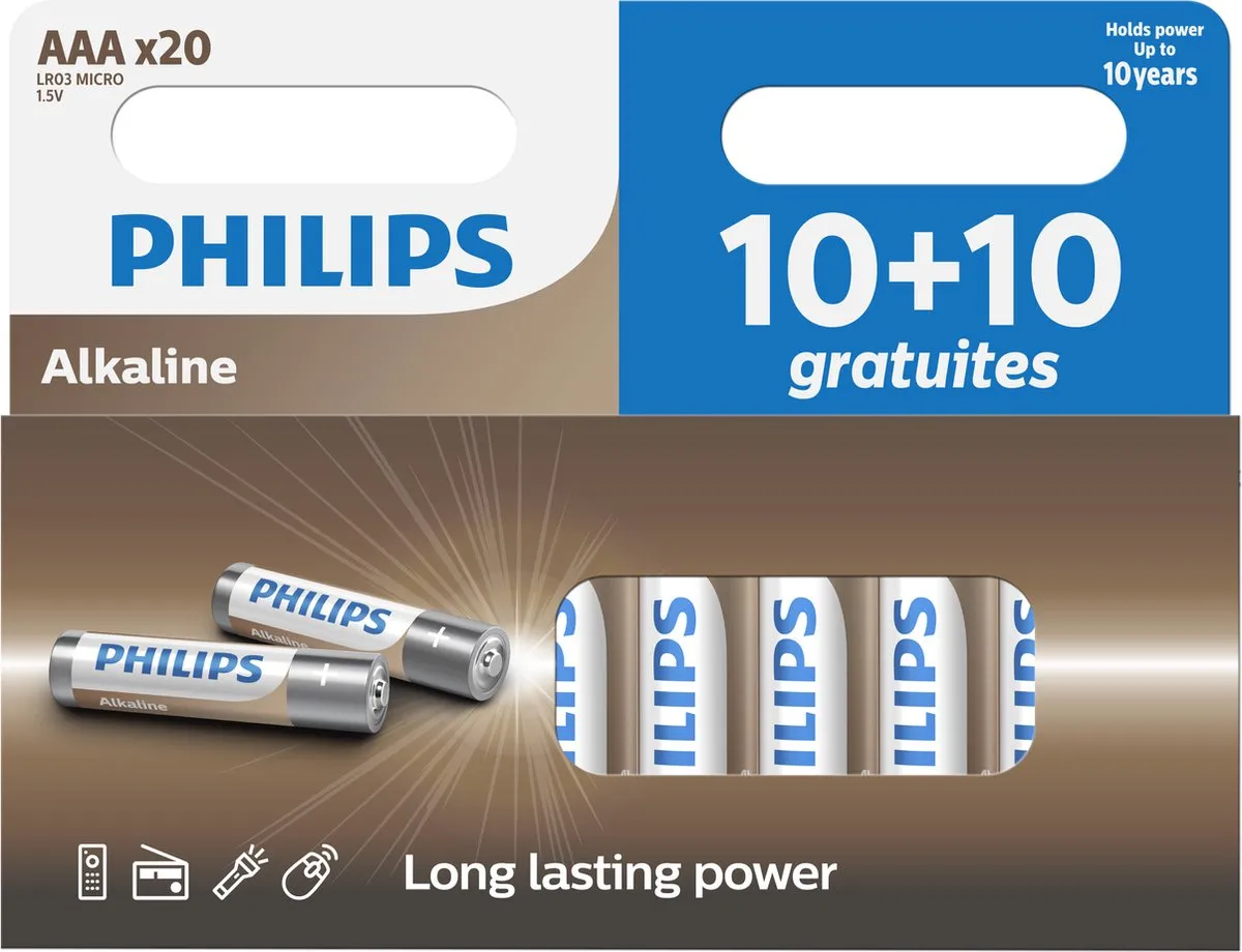 Philips AAA Alkaline Batterij 1200mAh