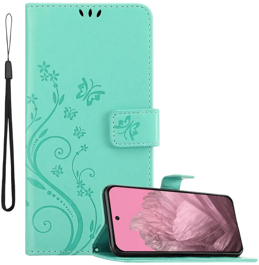 Cadorabo Hoesje geschikt voor Google Pixel 9 in BLOEMEN TURKOOIS