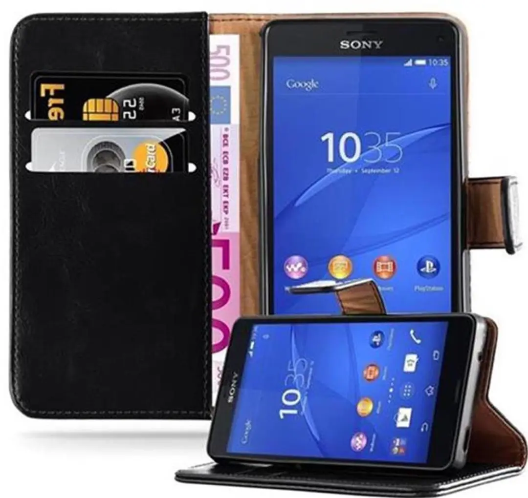 Cadorabo Hoesje geschikt voor Sony Xperia Z3 COMPACT in ZWART GRAFIET