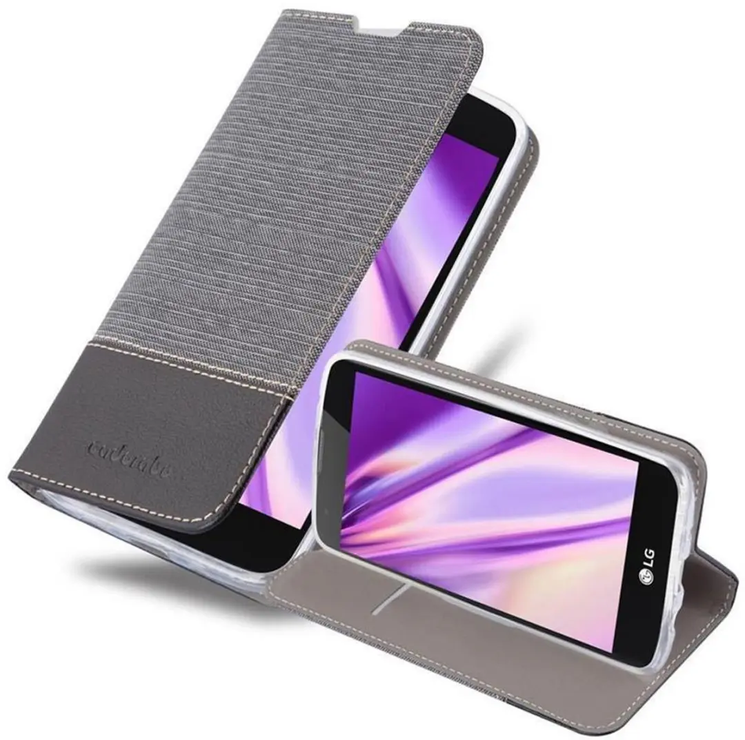 Cadorabo Hoesje geschikt voor LG K8 2016 in GRIJS ZWART