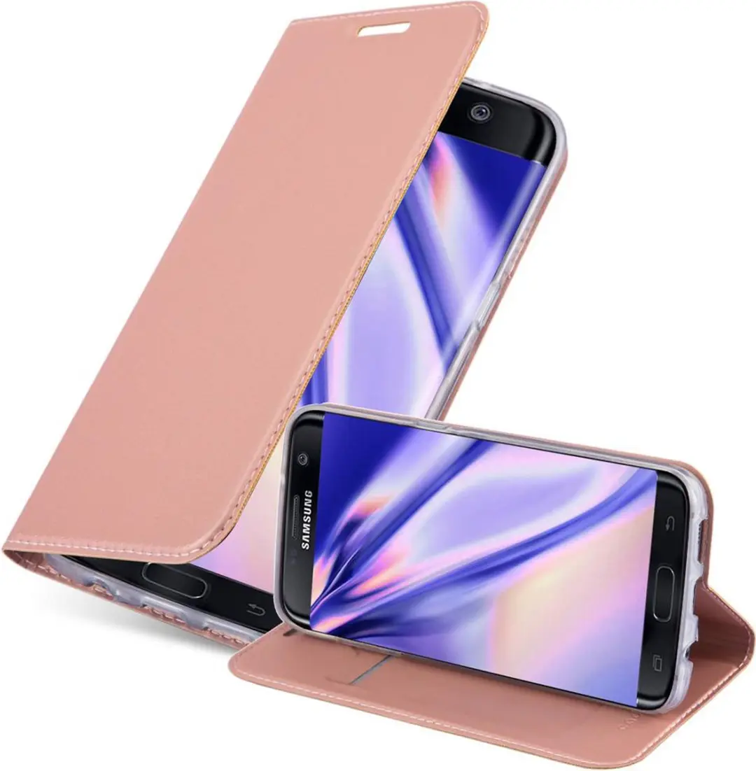 Cadorabo Hoesje geschikt voor Samsung Galaxy S7 EDGE in CLASSY ROSE GOUD