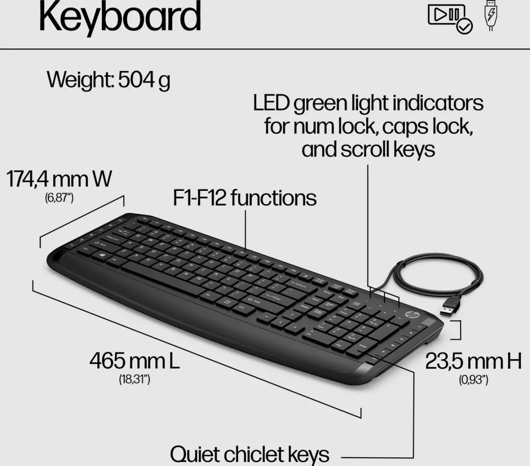 HP Pavilion 200 - Bedraad Toetsenbord en Muis Combinatie - Qwerty