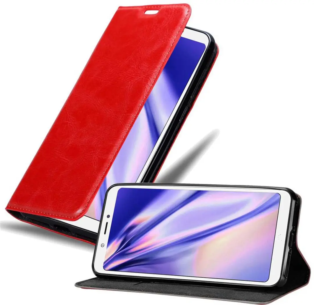Cadorabo Hoesje geschikt voor BQ Aquaris C in APPEL ROOD - Beschermhoes met magnetische sluiting, standfunctie en kaartvakje Book Case Cover Etui