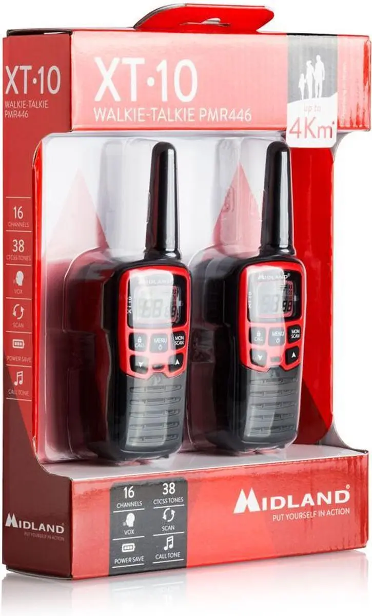 Midland XT10 C1176 Portofoonset - 2 Stuks - Rood/Zwart - afbeelding 4 van 6