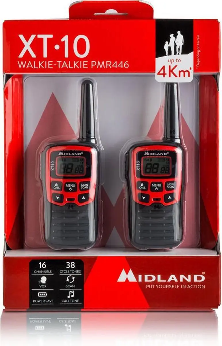 Midland XT10 C1176 Portofoonset - 2 Stuks - Rood/Zwart - afbeelding 5 van 6