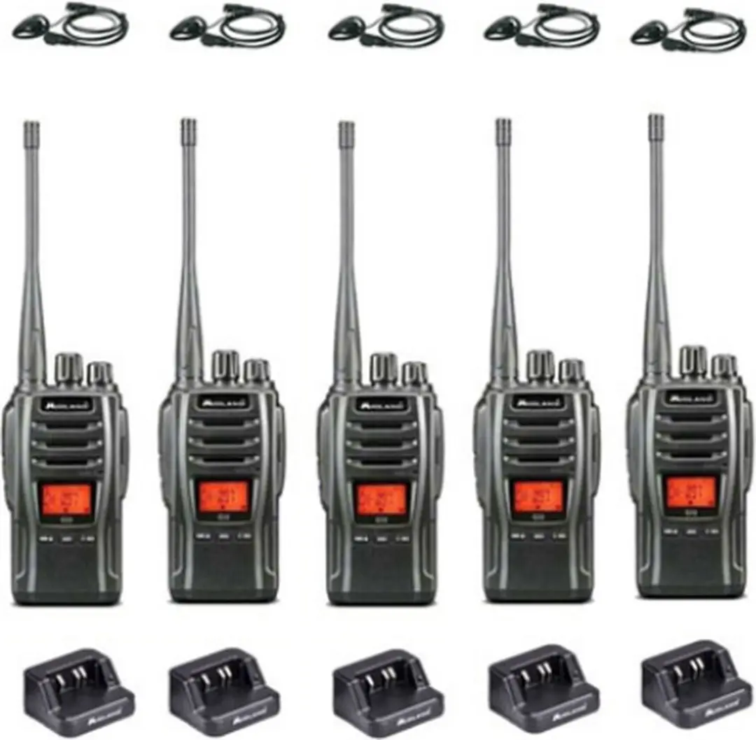 Set van 5 Midland G13 PRO UHF PMR446 / LPD69 robuuste professionele Portofoons m