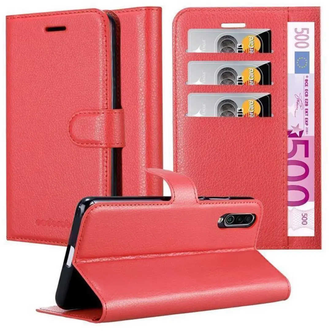 Cadorabo Hoesje geschikt voor MEIZU 16Xs in KARMIJN ROOD - Beschermhoes met magnetische sluiting, standfunctie en kaartvakje Book Case Cover Etui