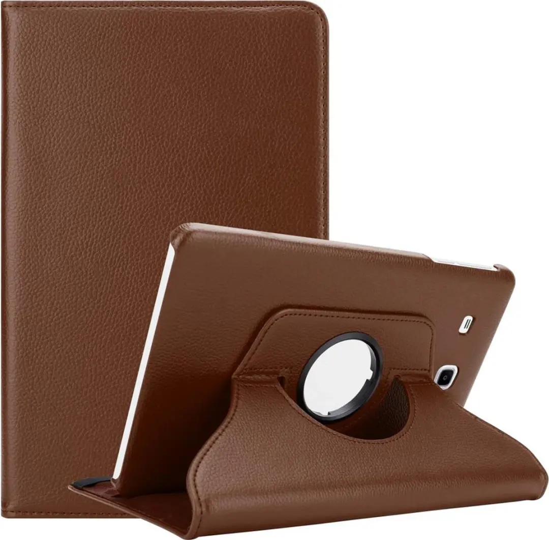 Cadorabo Tablet Hoesje geschikt voor Samsung Galaxy Tab E (9.6 Zoll) in PADDESTOEL BRUIN - Beschermhoes ZONDER auto Wake Up, met stand functie en elastische band sluiting Book Case Cover Etui