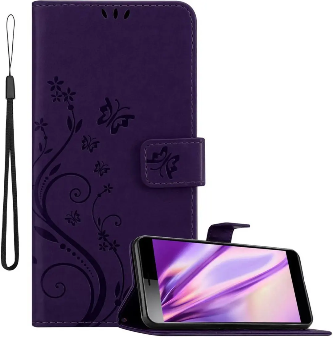 Cadorabo Hoesje geschikt voor Sony Xperia L3 in BLOEMEN DONKER PAARS