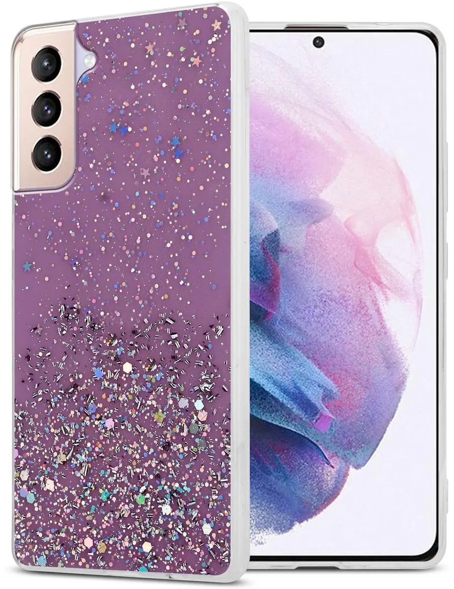 Cadorabo Hoesje geschikt voor Samsung Galaxy S21 PLUS in Paars met Glitter