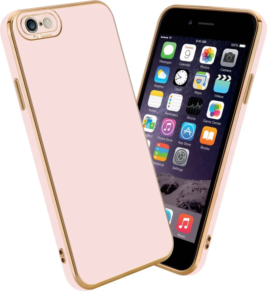 Cadorabo Hoesje geschikt voor Apple iPhone 6 / 6S in Glossy Roze
