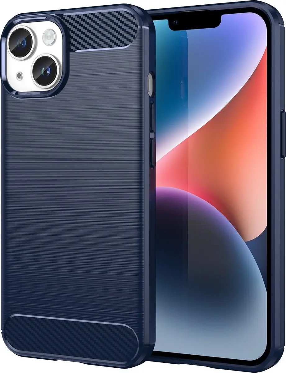 Cadorabo Hoesje geschikt voor Apple iPhone 14 PLUS in BRUSHED BLAUW