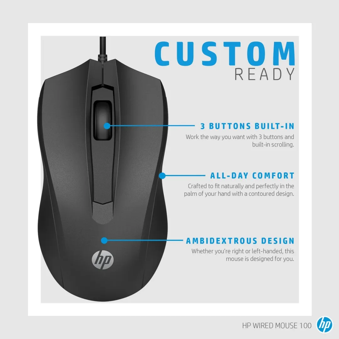 HP 100 Bedrade Muis - Zwart