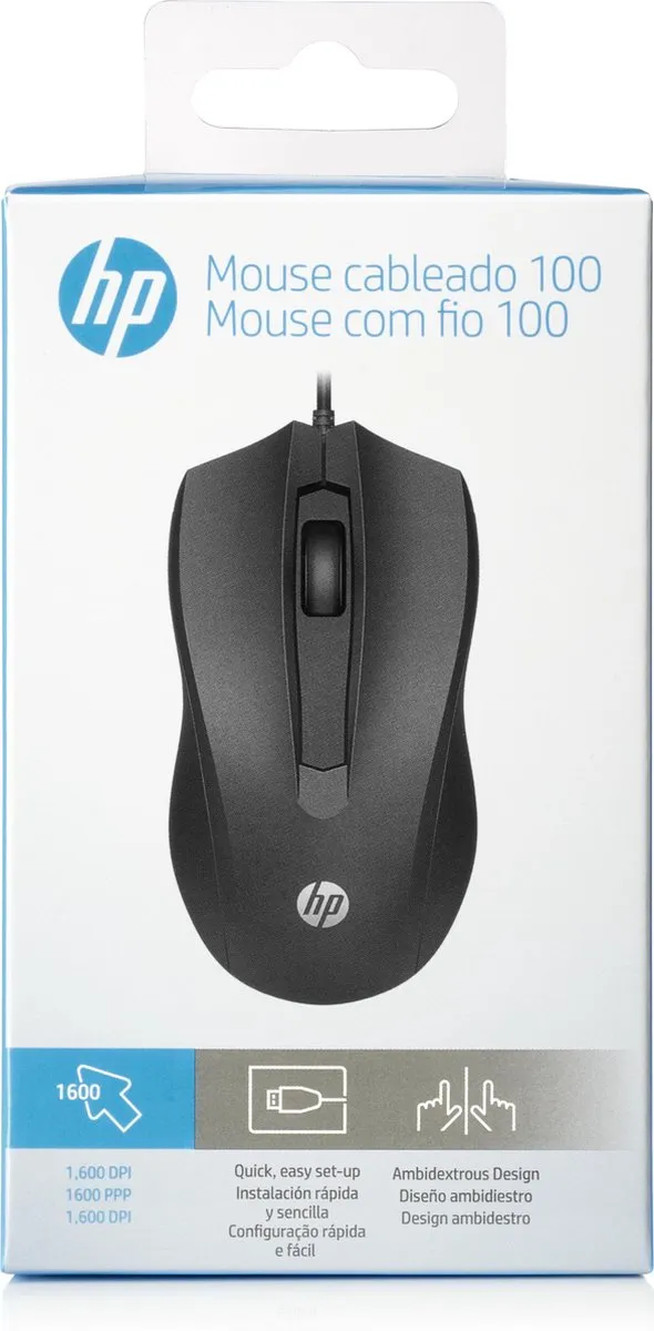 HP 100 Bedrade Muis - Zwart