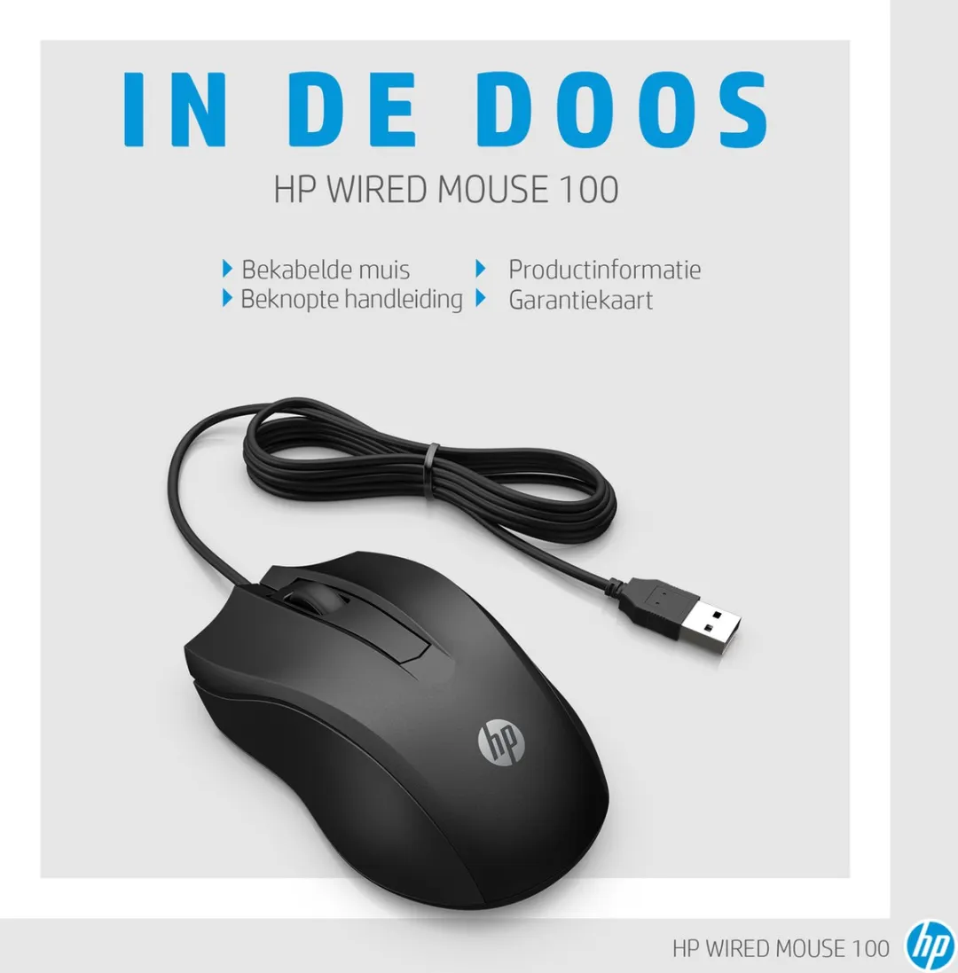 HP 100 Bedrade Muis - Zwart
