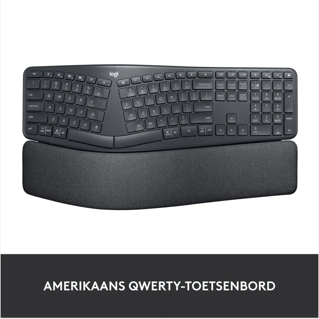Logitech K860 Ergo Draadloos Toetsenbord - Donkergrijs