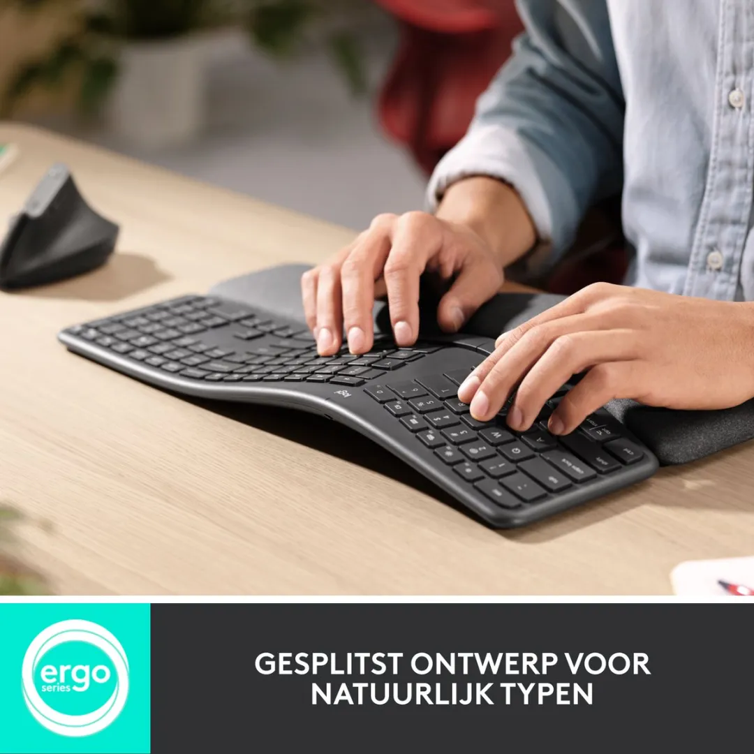 Logitech K860 Ergo Draadloos Toetsenbord - Donkergrijs