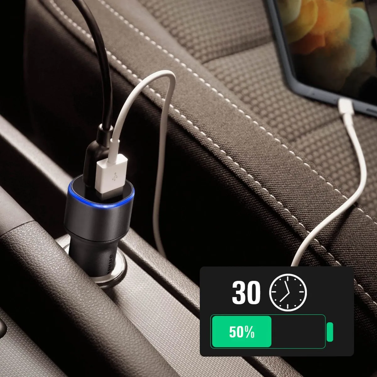 Samsung EP-L1100 Autolader 15W - 2x USB - Zwart - afbeelding 6 van 6