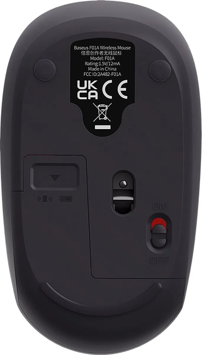 Baseus F01B Draadloze Muis - Tri-Mode 2.4G/Bluetooth 5.0 - Zwart