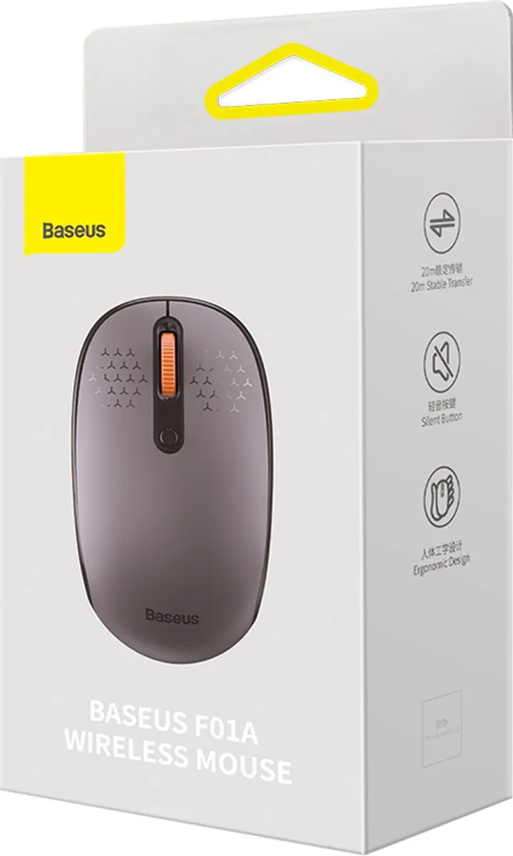 Baseus F01B Draadloze Muis - Tri-Mode 2.4G/Bluetooth 5.0 - Zwart - afbeelding 6 van 6