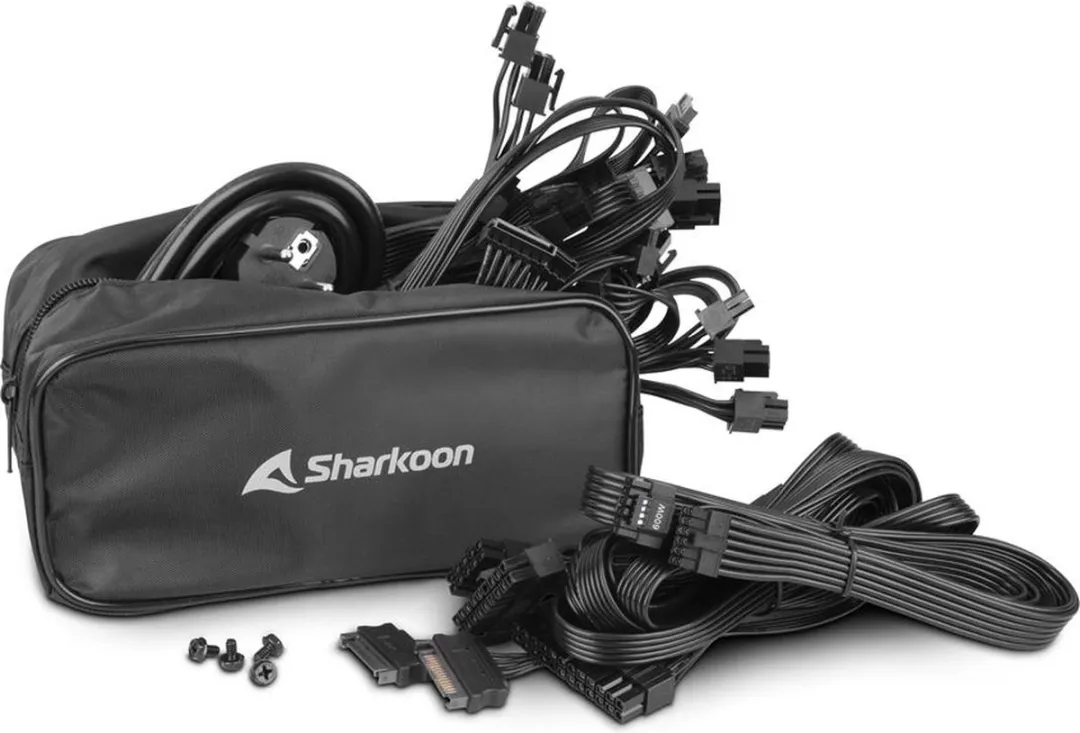 Sharkoon Rebel P30 Gold 1000W - Voeding - ATX12V 3.0 - 80 Plus Gold - 1000 Watt - Modulair - Zero RPM Modus - PCIe 5.0 - 12VHPWR-connector - zwart