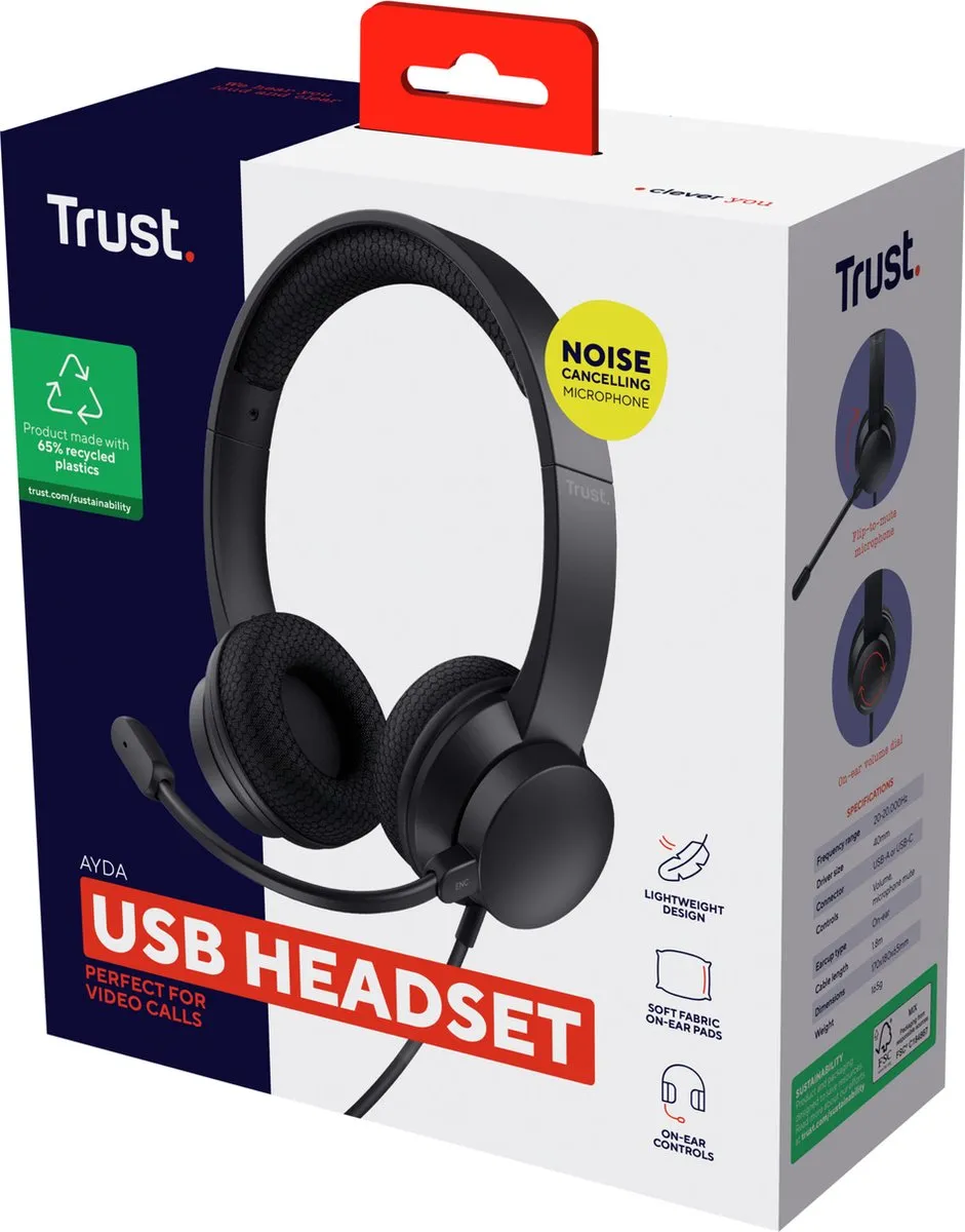 Trust Ayda USB Headset 25089 - Zwart