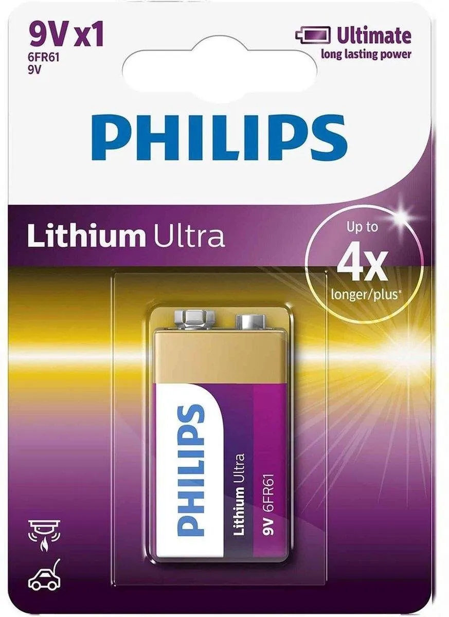 Philips 9V Lithium Ultra Batterij 1200mAh