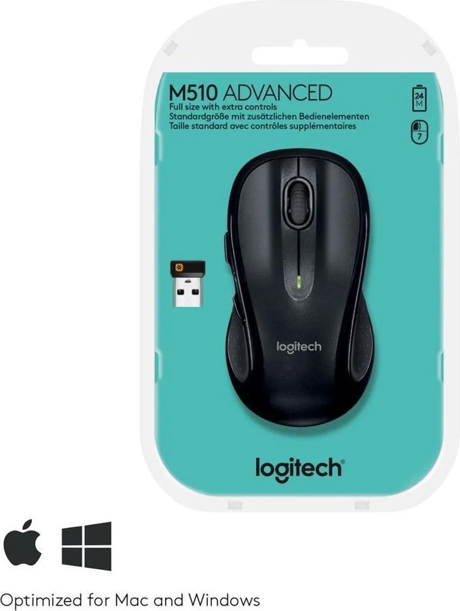 Logitech M510 Draadloze Muis - Zwart