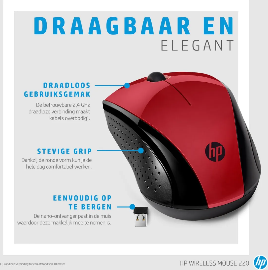HP 220 Wireless Mouse - Rood