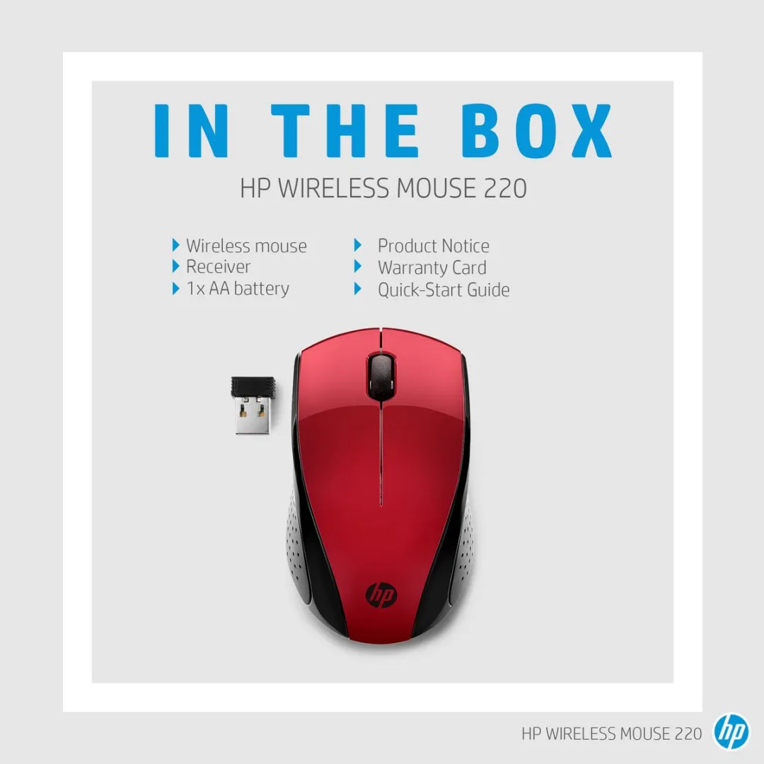 HP 220 Wireless Mouse - Rood