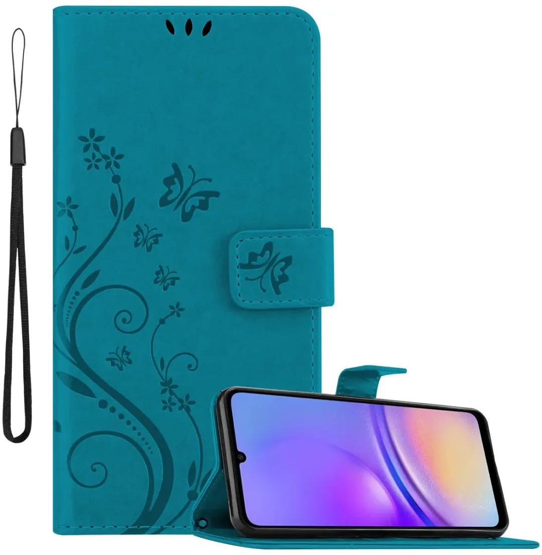 Cadorabo Hoesje geschikt voor Samsung Galaxy A06 in BLOEMEN BLAUW